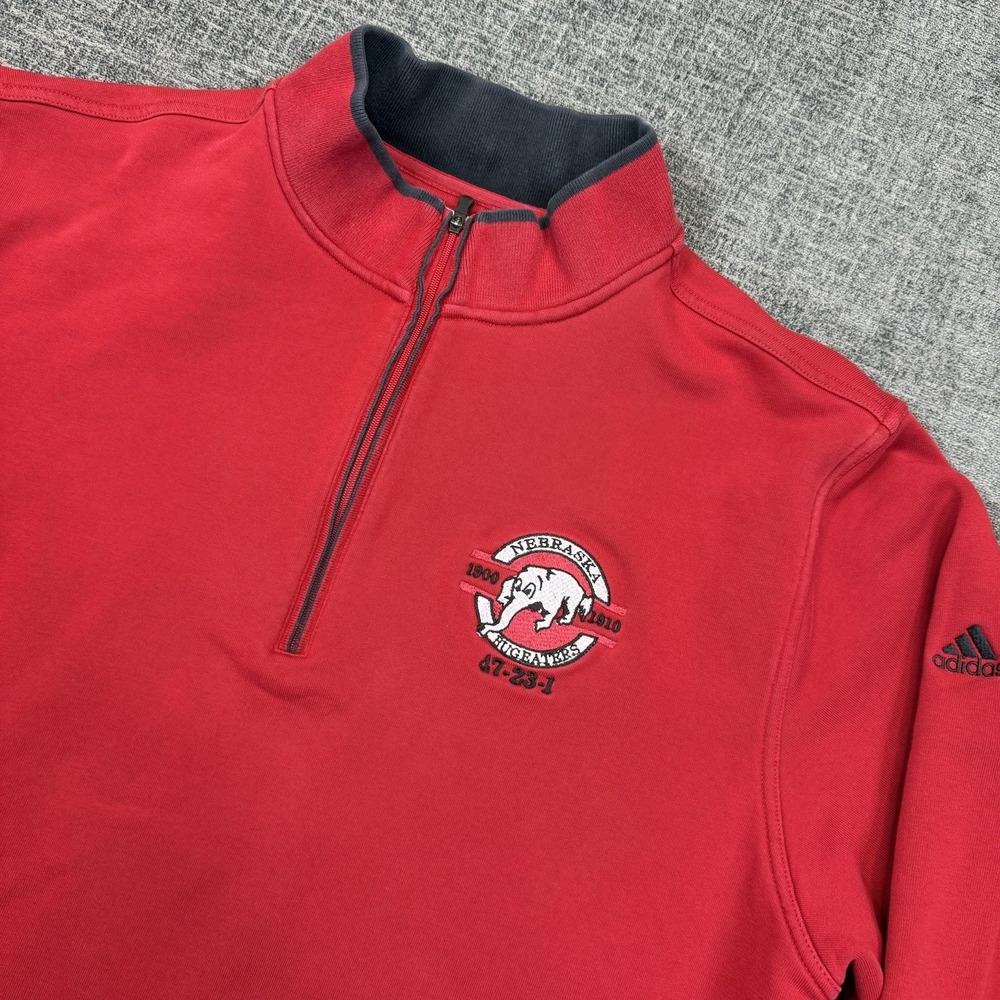 Nebraska Cornhuskers Bugeaters Jacket Mens XL Red‎ Adidas 1/4 Zip Pullover
